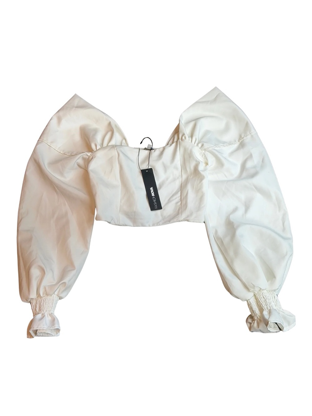 Fashion Nova White Puff Sleeve Cropped Blouse (runs really small)